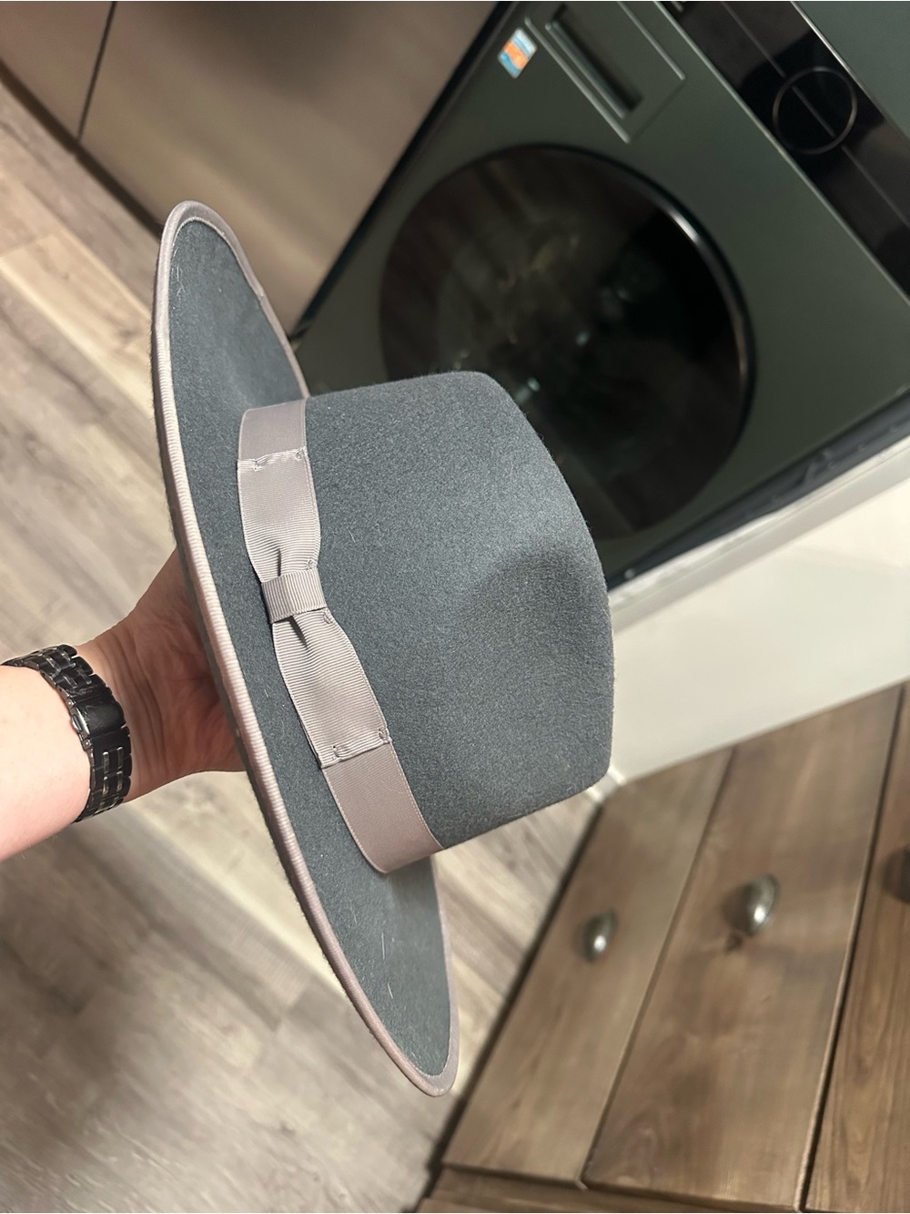 GIGI PIP Gray Felt Fedora with Light Gray Ribbon